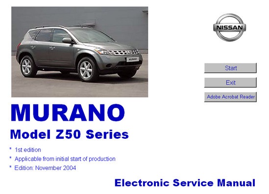 Руководство Ниссан.  Nissan Murano Model Z50 series Электронное руководство.