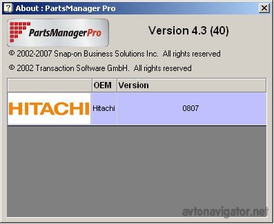    Hitachi Parts Manager